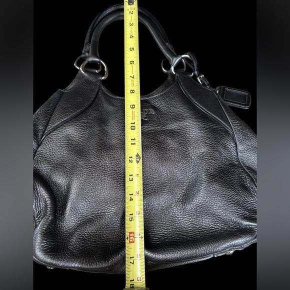 Official PRADA gun metal black leather handbag bag purse like new designer w bag - Picture 8 of 13